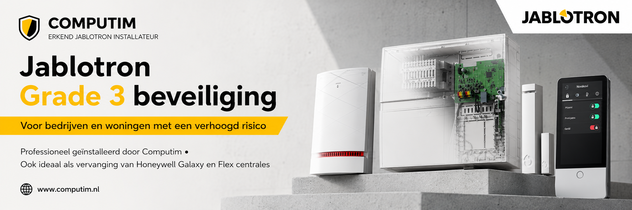 Hoog risico beveiligingsplan met Jablotron Grade 3 alarmsysteem via Computim